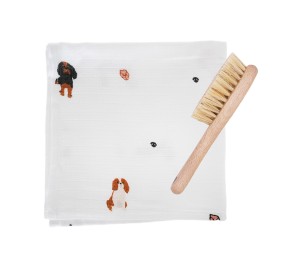 Szczotka na ciemieniuchę z myjką - pieski, cavaliery