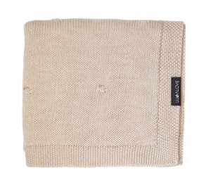 Kocyk z 100% wełny merino dla niemowląt 80×100 cm – beż |  Premium, splot popcorn