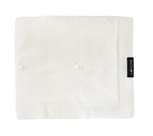 Kocyk z 100% wełny merino dla niemowląt 80×100 cm – kokos |  Premium, splot popcorn