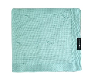 Kocyk z 100% wełny merino dla niemowląt 80×100 cm – mięta |  Premium, splot popcorn