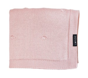 Kocyk z 100% wełny merino dla niemowląt 80×100 cm – pudrowy róż |  Premium, splot popcorn