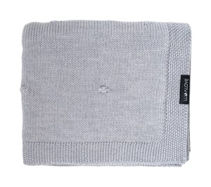 Kocyk z 100% wełny merino dla niemowląt 80×100 cm – szary |  Premium, splot popcorn