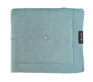 Kocyk z 100% wełny merino dla niemowląt 80×100 cm – szałwia |  Premium, splot popcorn