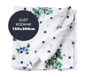 Lekka narzuta muślinowa do spania 150x200cm - jagódki