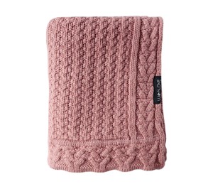 Kocyk merino PREMIUM -  ciasteczko w kolorze piwonii