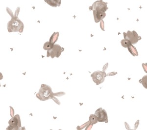 Lekka narzuta muślinowa do spania 150x200cm - beżowe króliczki